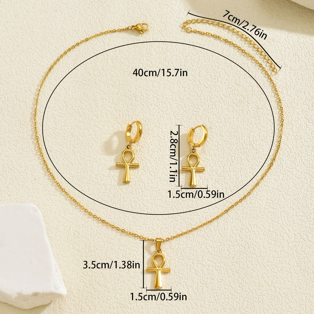 18k Vintage Ankh Jewelry Set