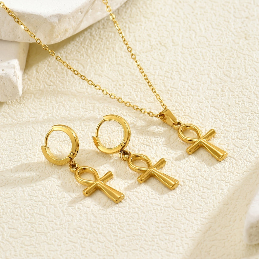 18k Vintage Ankh Jewelry Set