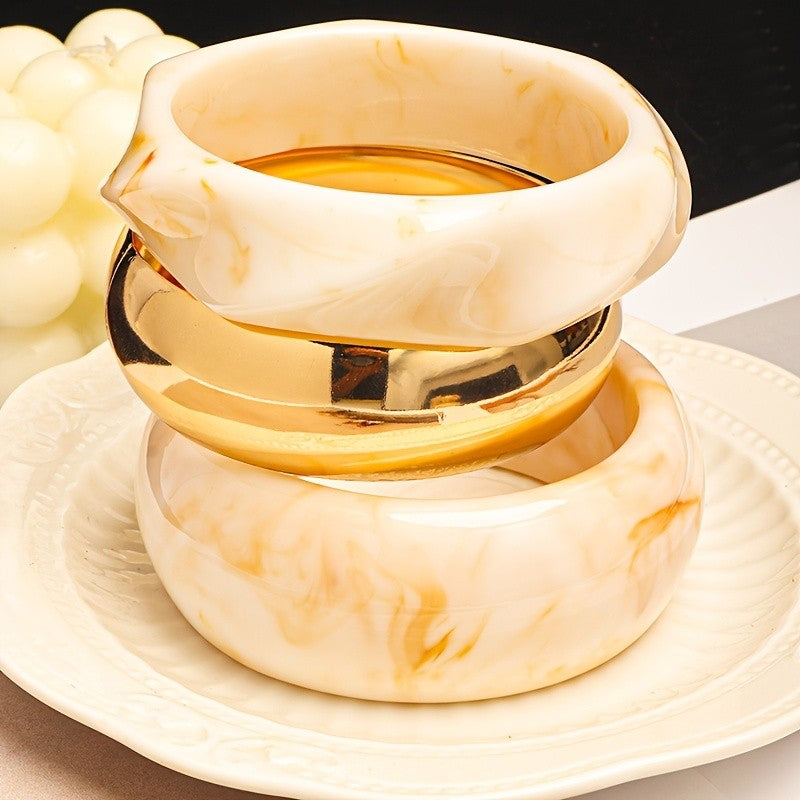 3PC Vintage Resin Bangle Set
