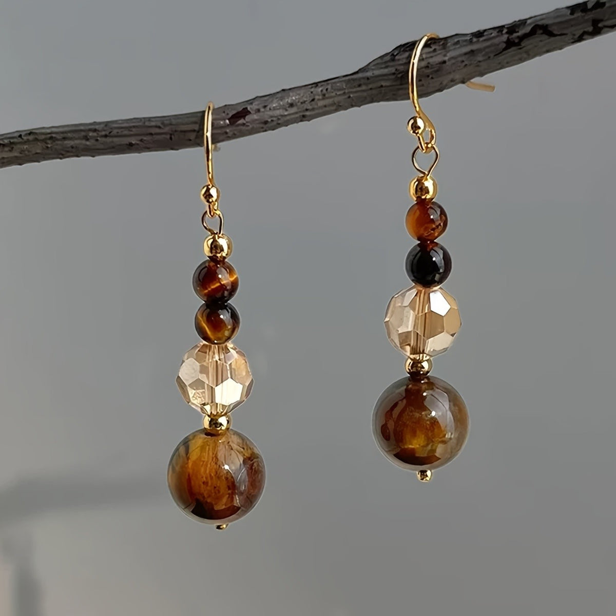 Vintage Tiger Eye Drop Earrings