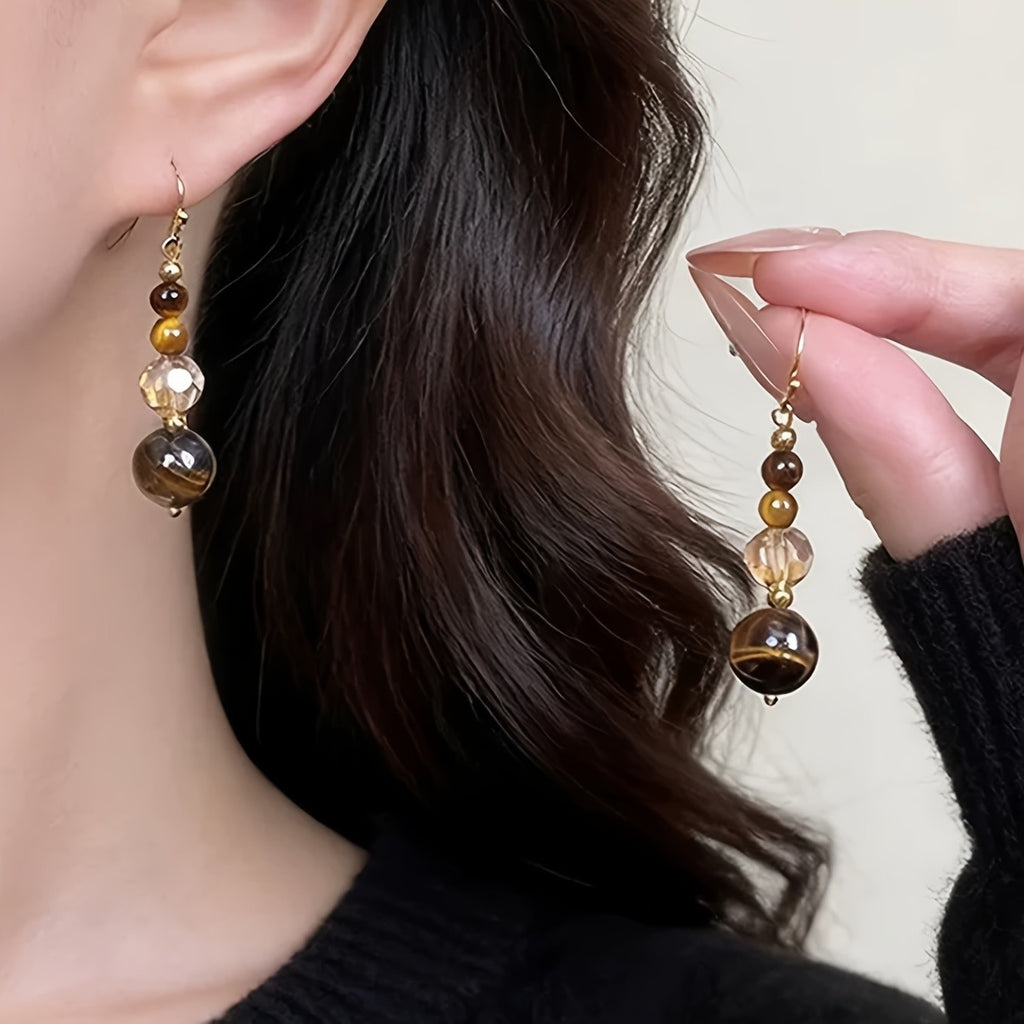Vintage Tiger Eye Drop Earrings