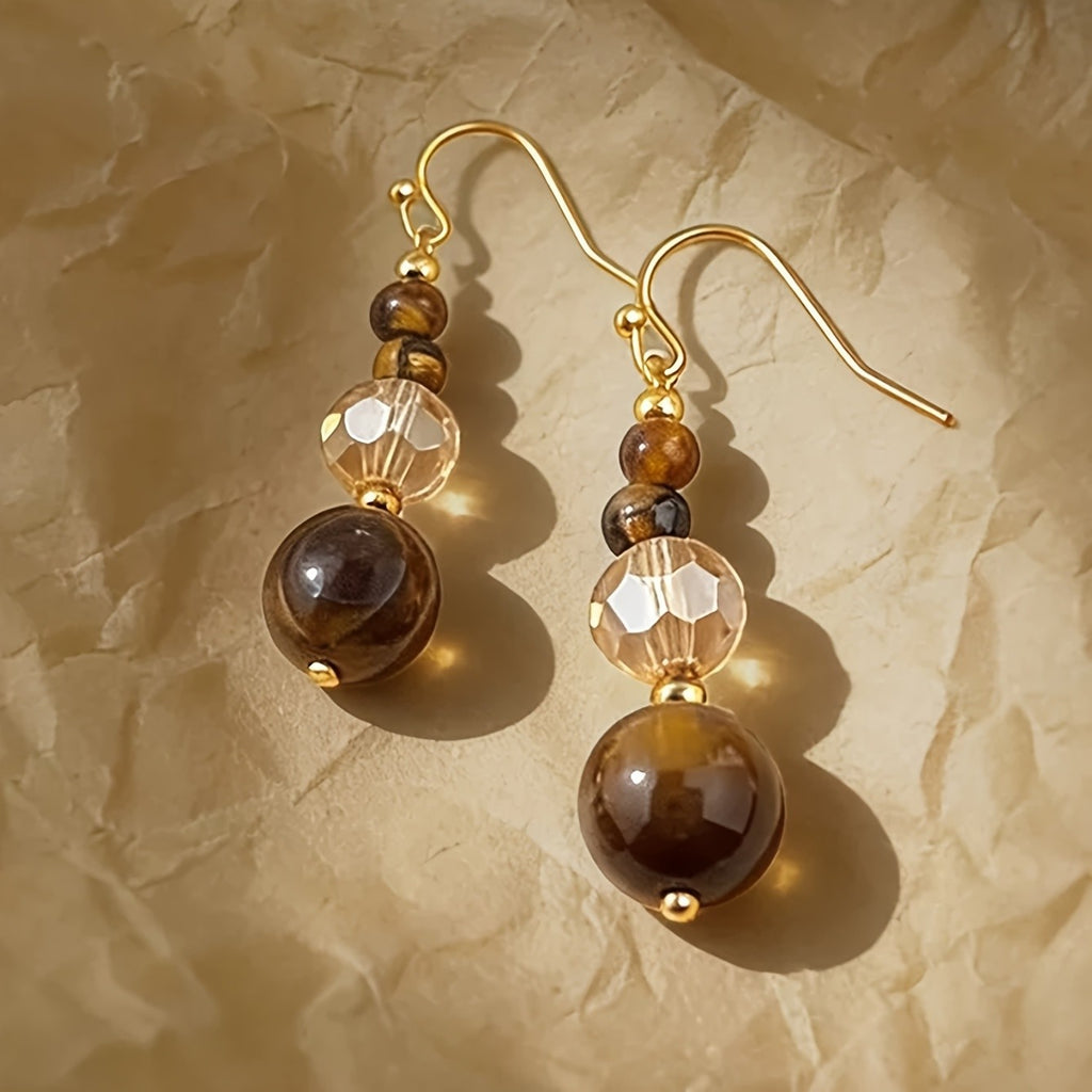 Vintage Tiger Eye Drop Earrings