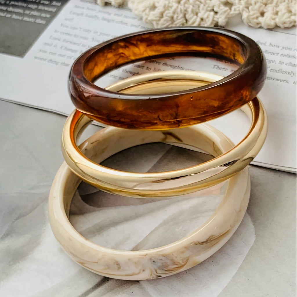 3PC Vintage Resin Bracelet Set