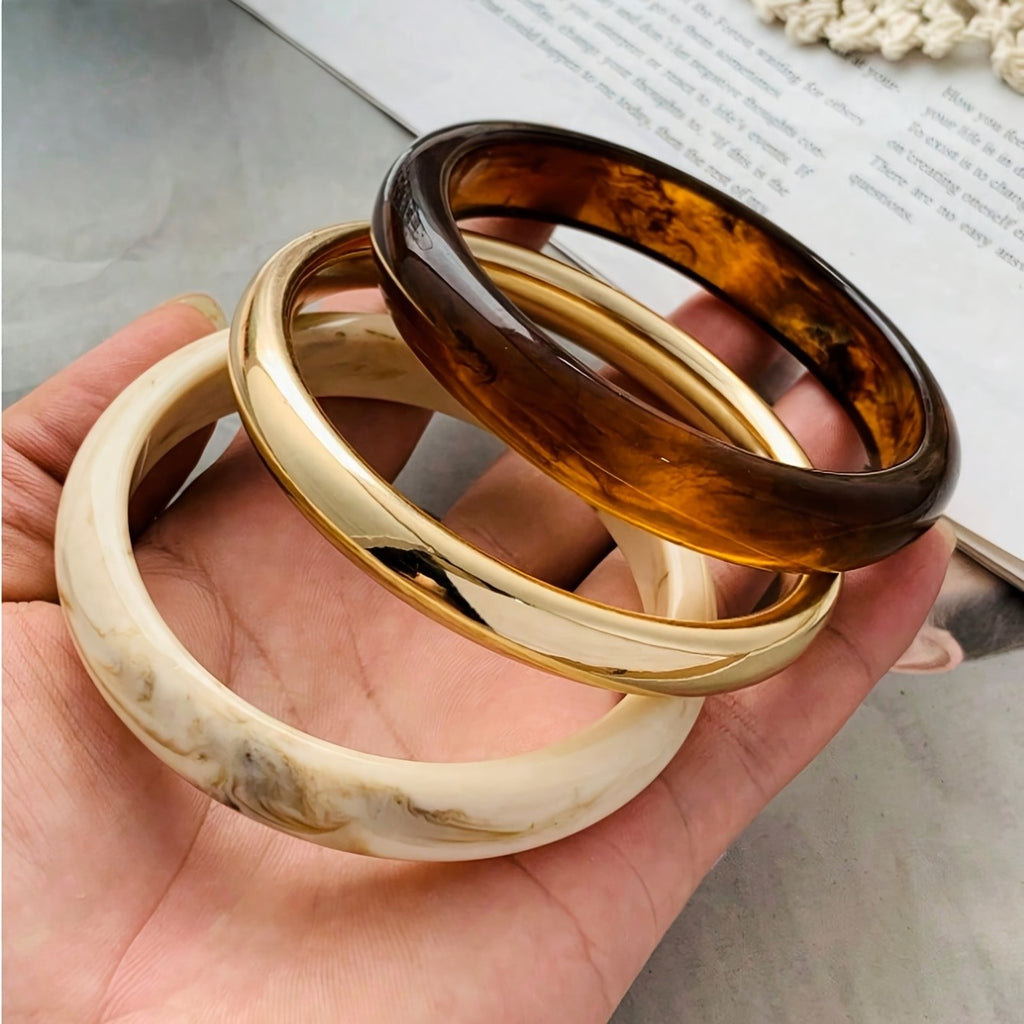 3PC Vintage Resin Bracelet Set