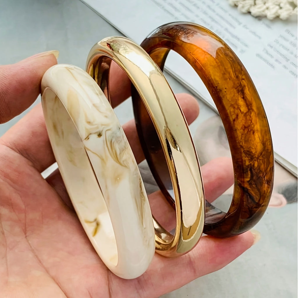 3PC Vintage Resin Bracelet Set