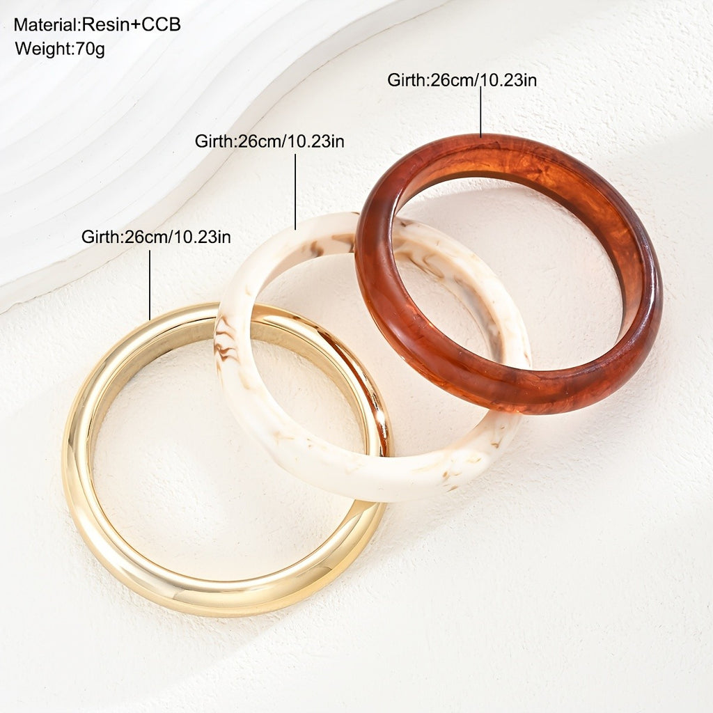 3PC Vintage Resin Bracelet Set