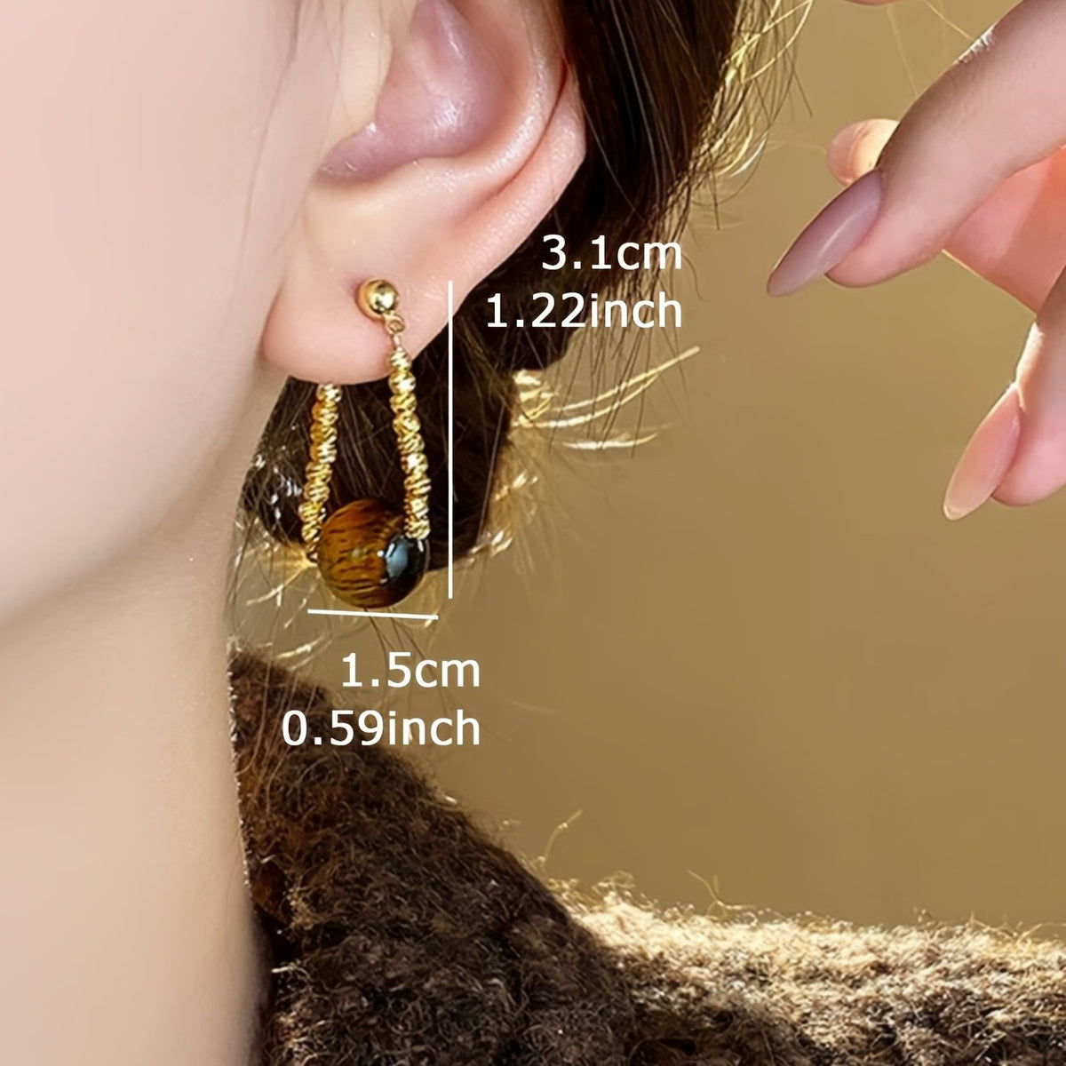 Elegant Tiger Eye Drop Earrings