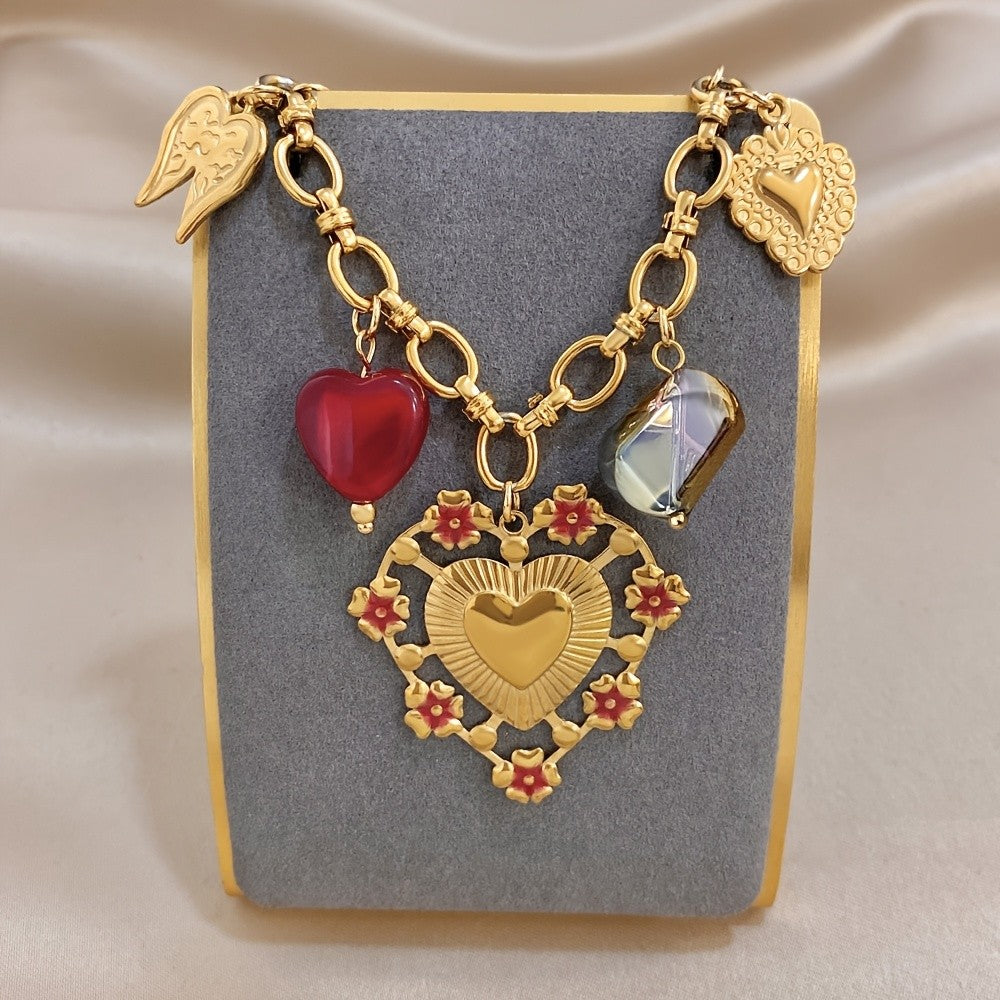 18k Vintage Heart Charm Bracelet