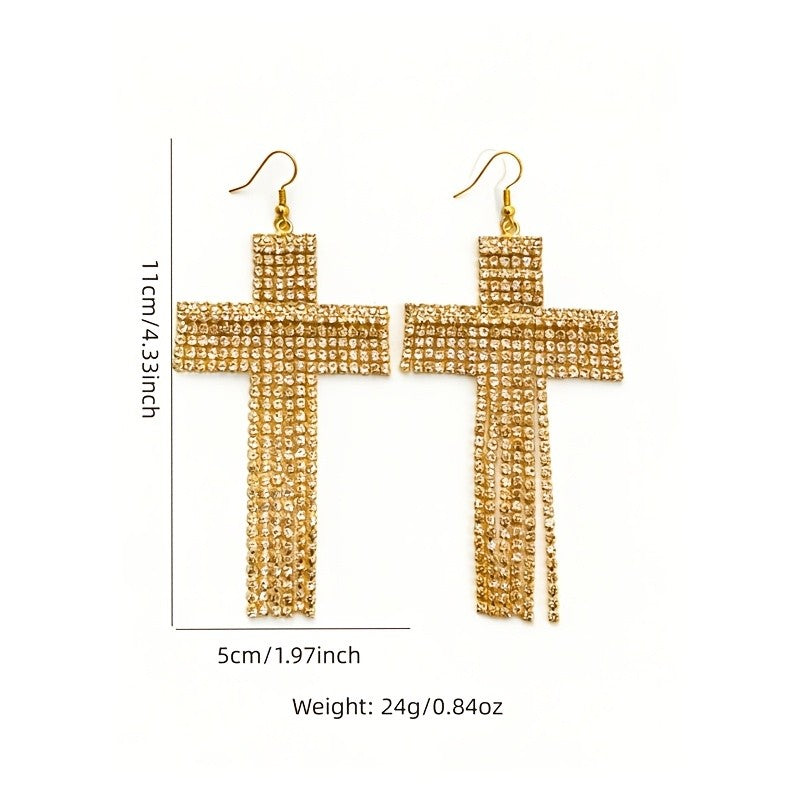 18k Boho Cross Drop Earrings