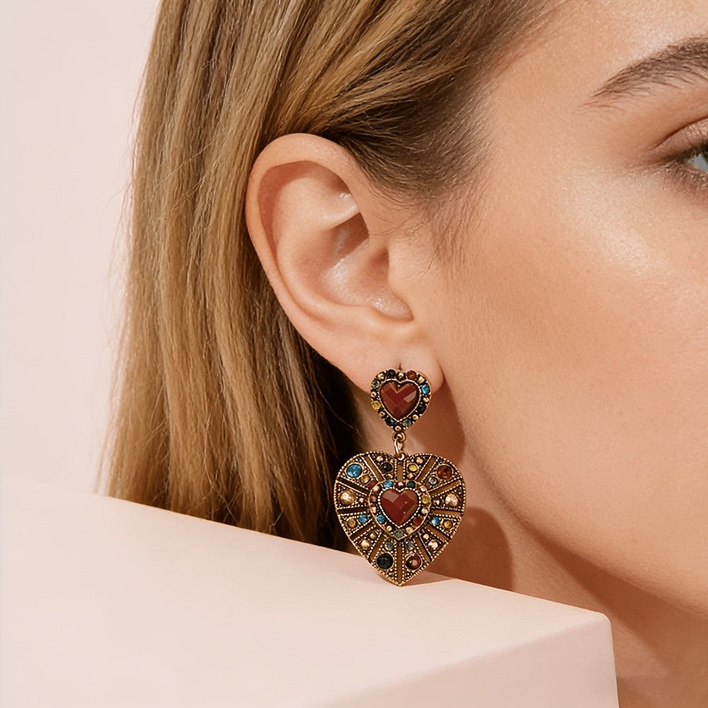 Vintage Boho Heart Earrings