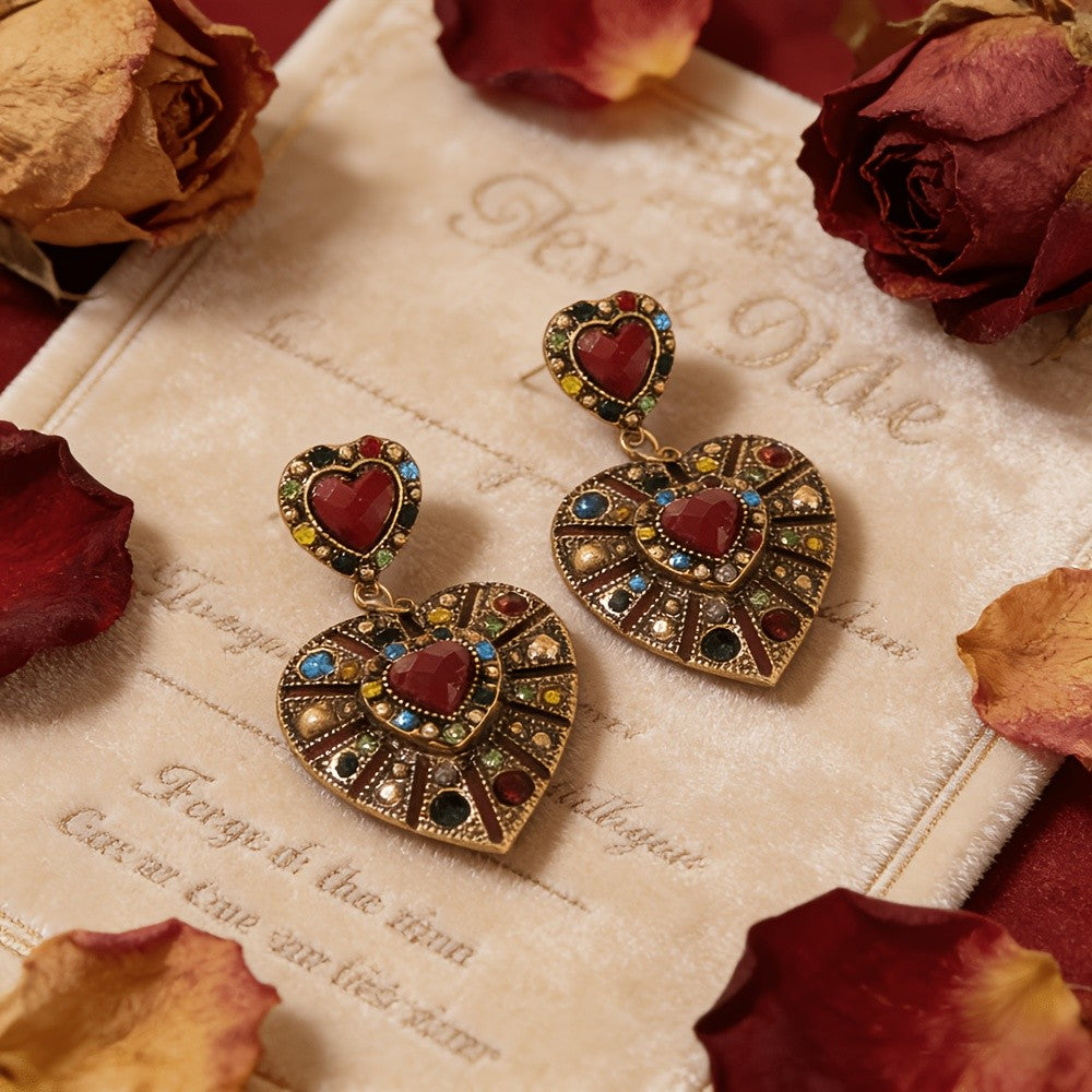 Vintage Boho Heart Earrings