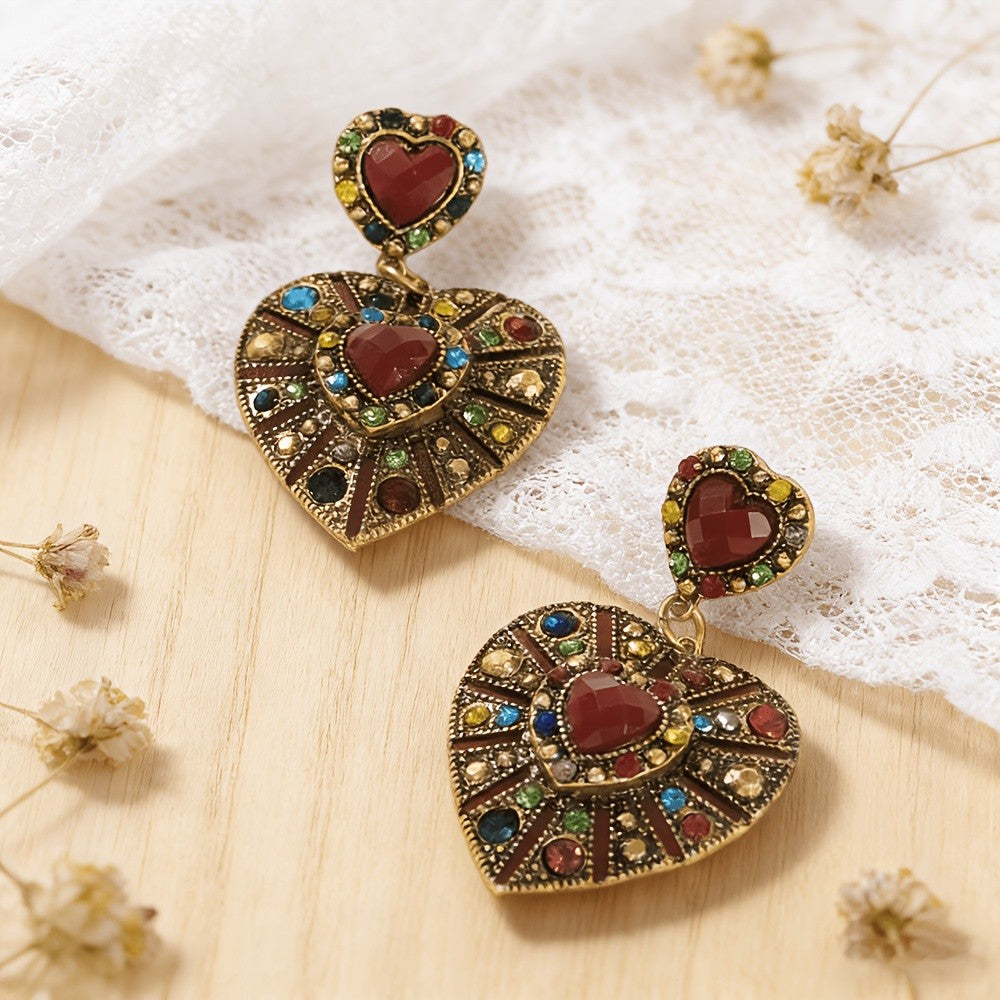Vintage Boho Heart Earrings