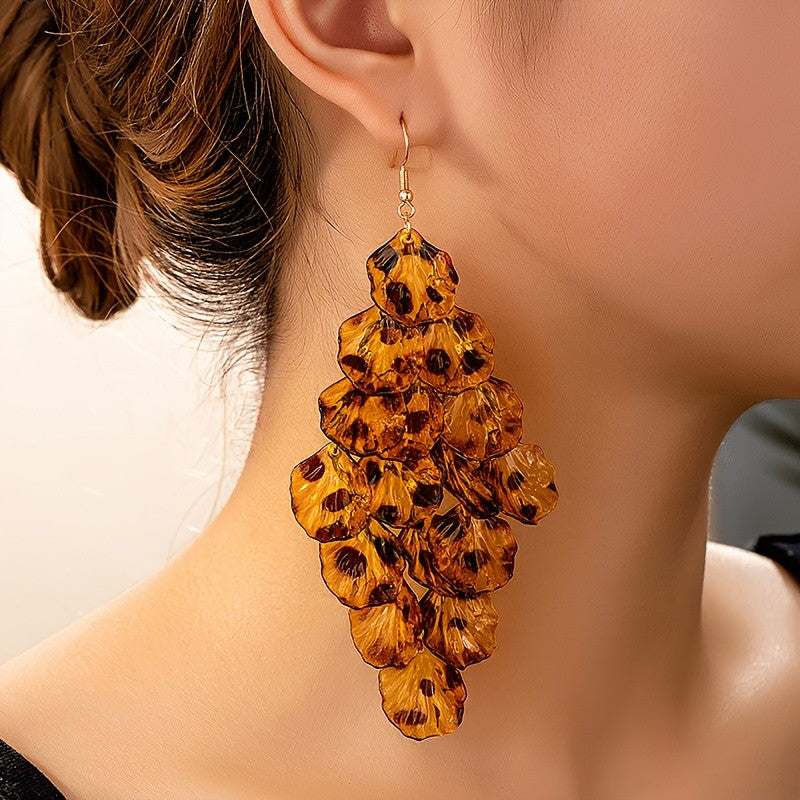 18k Vintage Amber Leaf Earrings