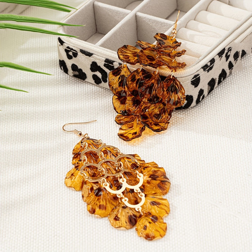 18k Vintage Amber Leaf Earrings