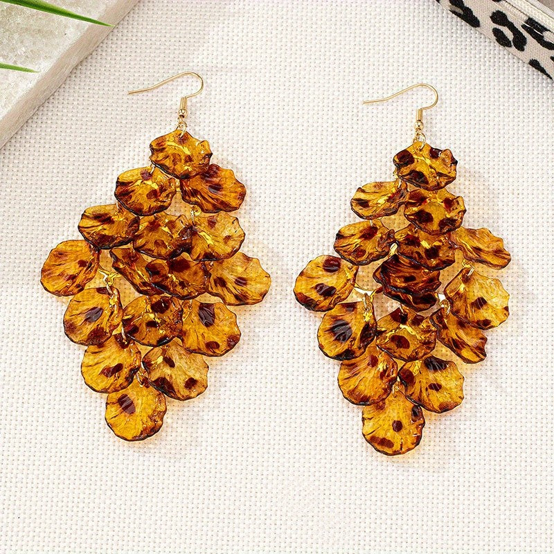 18k Vintage Amber Leaf Earrings