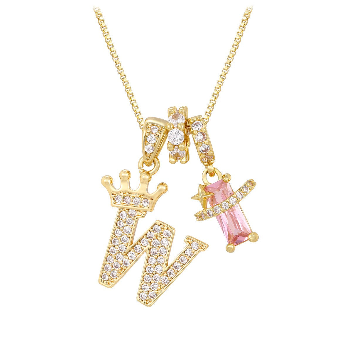 18k Elegant Crown Initial Necklace
