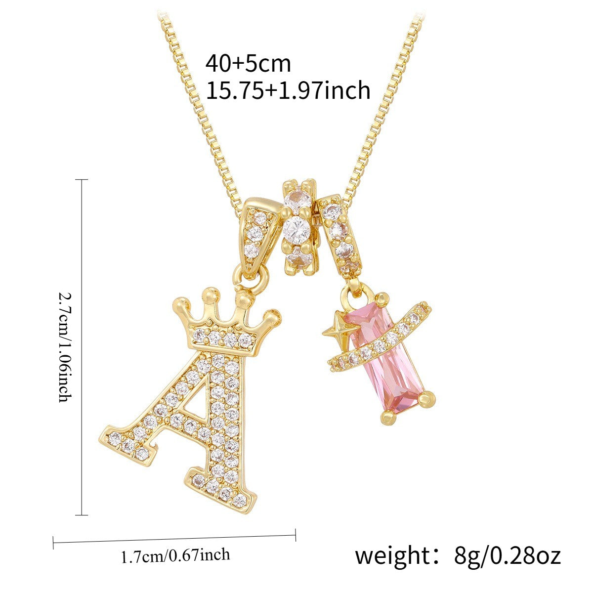 18k Elegant Crown Initial Necklace