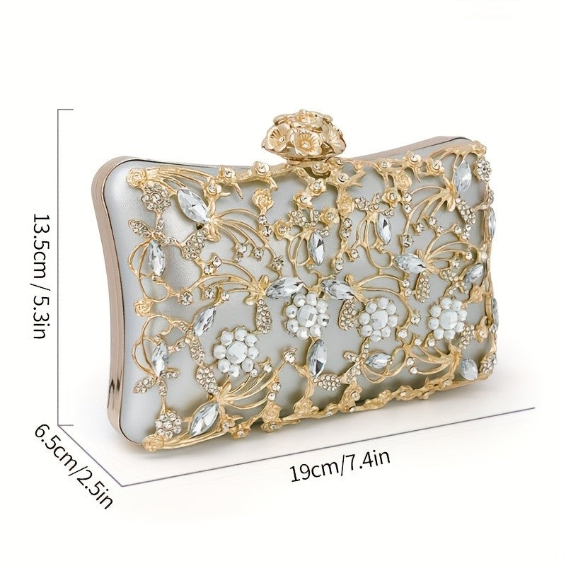 Elegant Floral Rhinestone Clutch