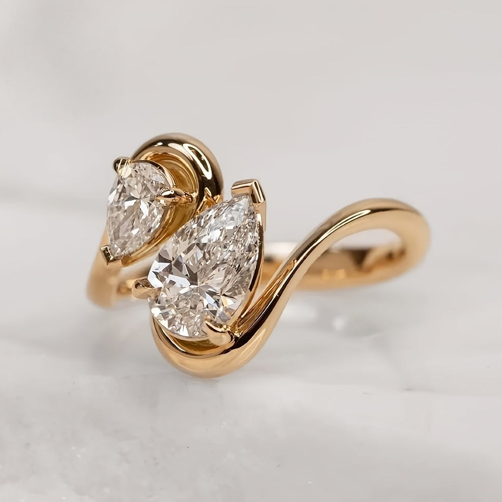 18k Elegant Pear Bypass Ring