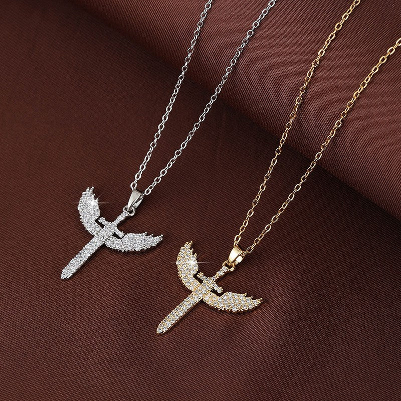 Elegant Winged Cross Necklace