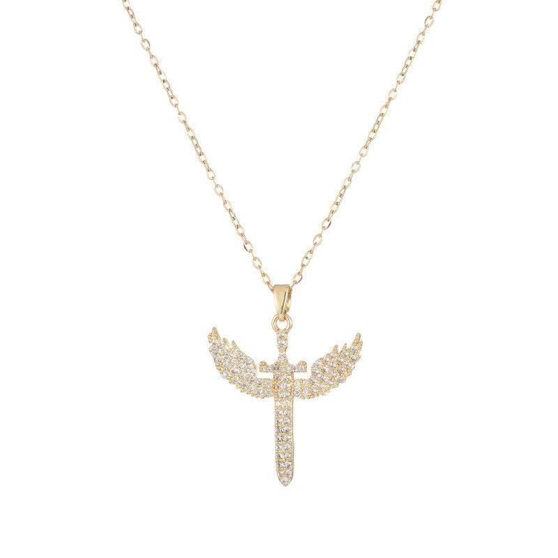 Elegant Winged Cross Necklace