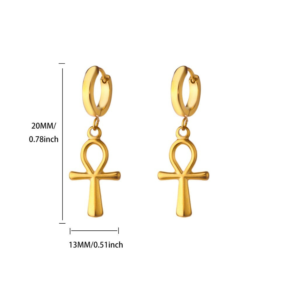 18k Vintage Ankh Hoop Earrings