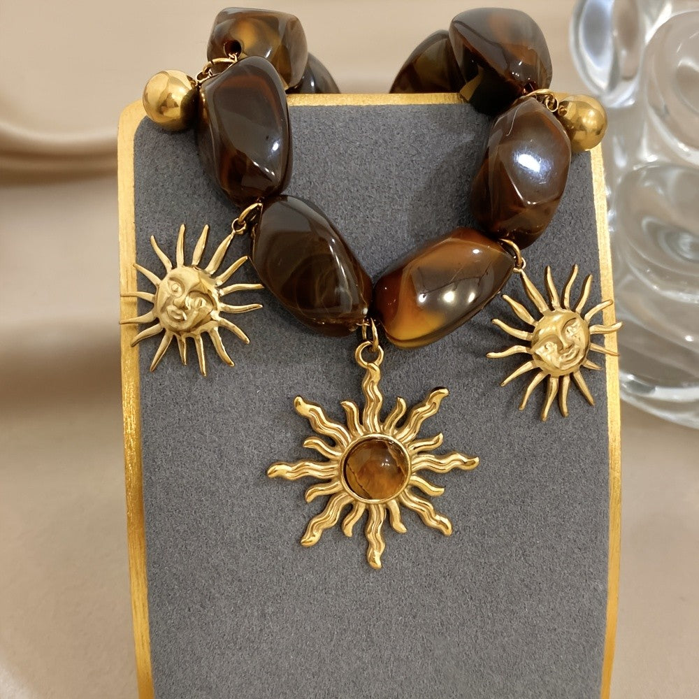18k Boho Sun Stone Bracelet
