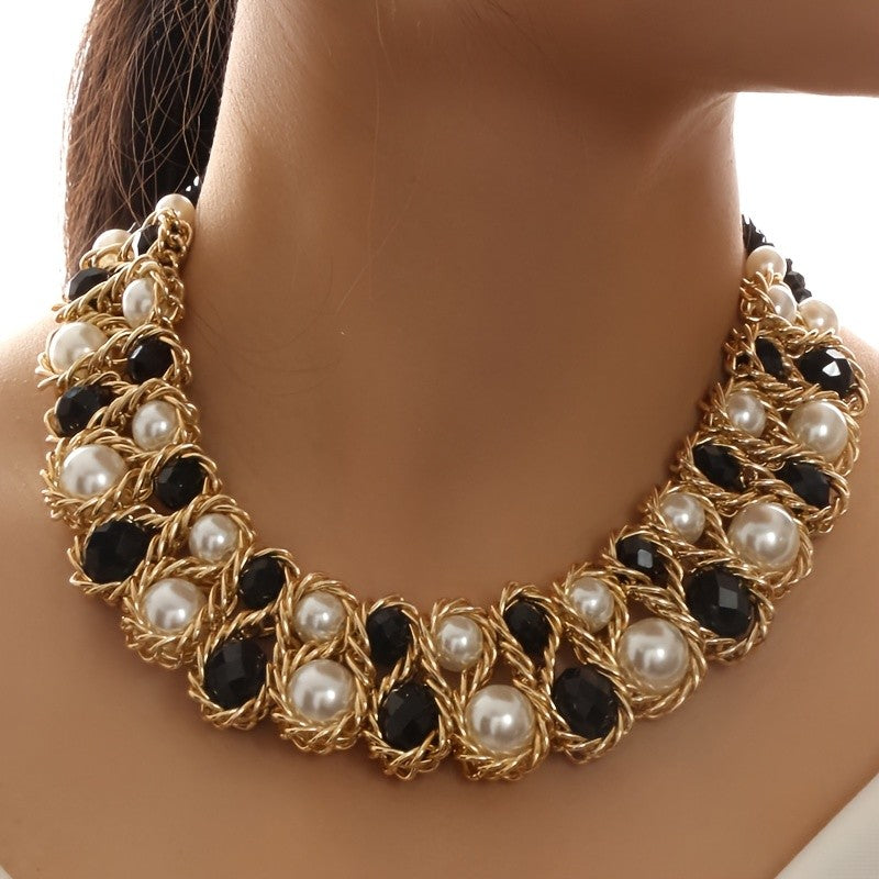 14k Elegant Woven Pearl Necklace