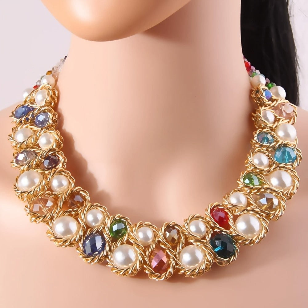 14k Elegant Woven Pearl Necklace