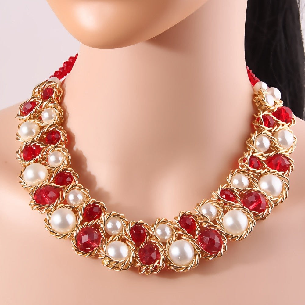 14k Elegant Woven Pearl Necklace