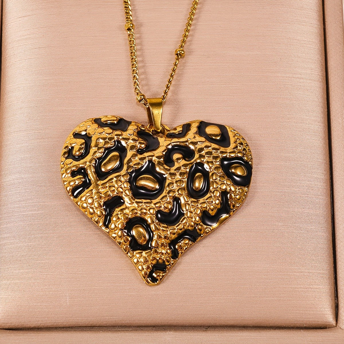 Leopard Heart Pendant Necklace