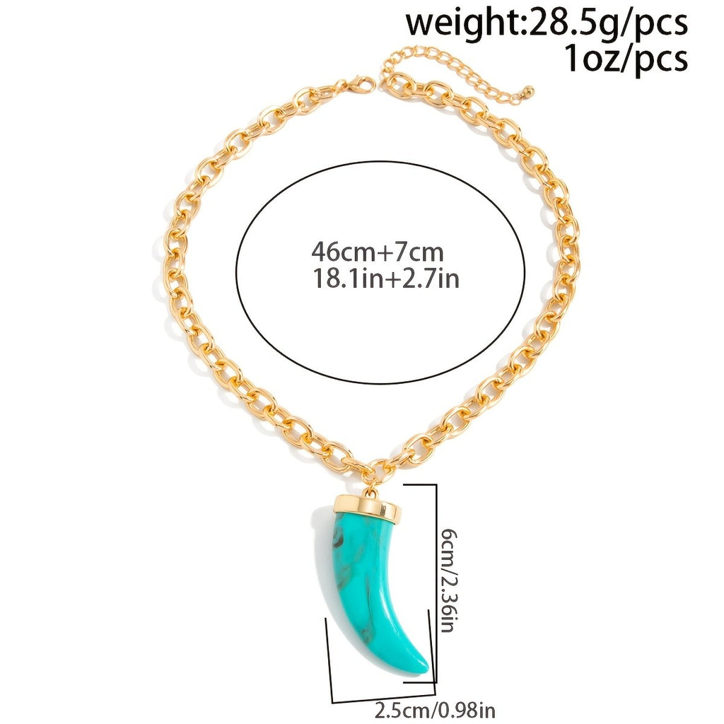 18k Boho Turquoise Horn Necklace