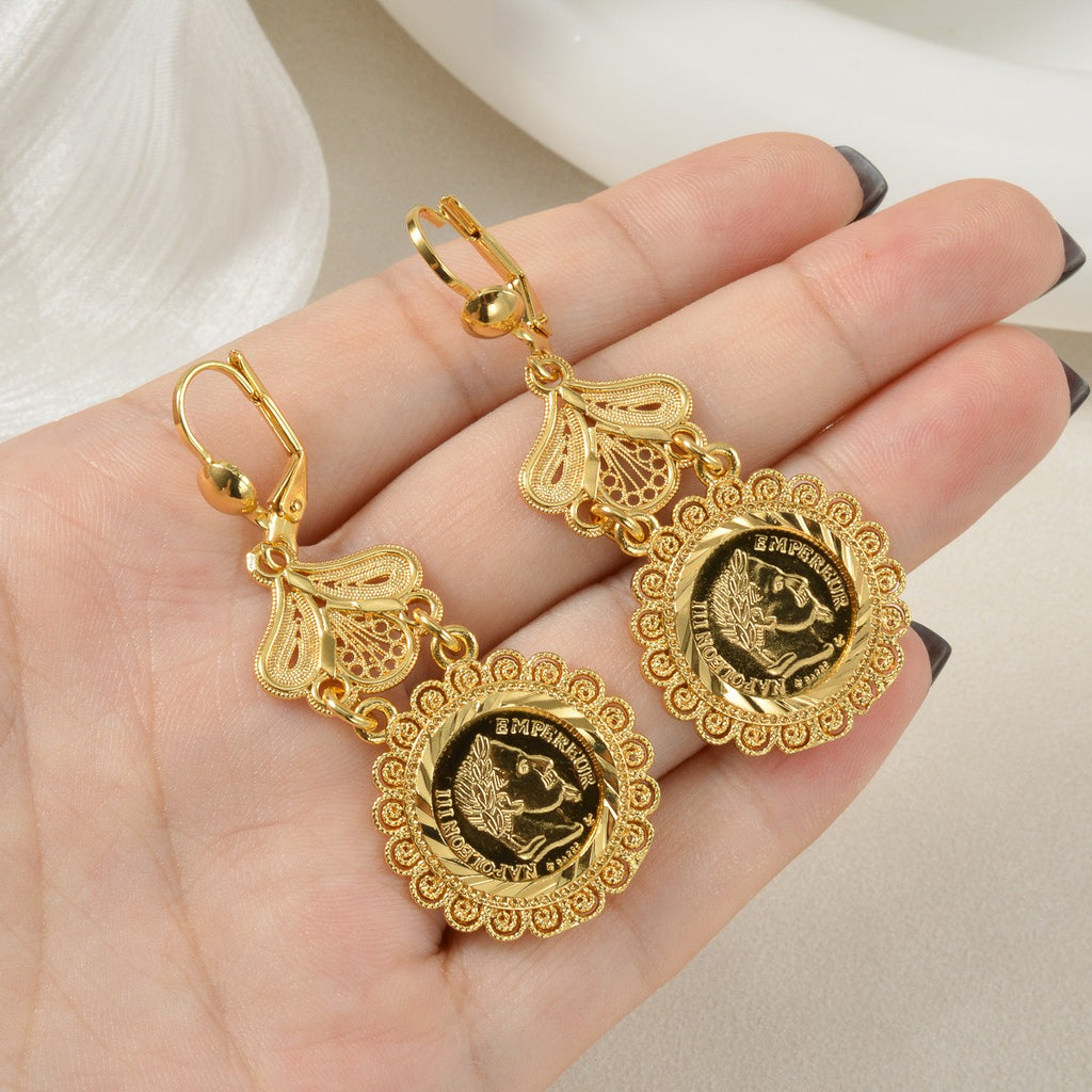 18k Vintage Coin Earrings