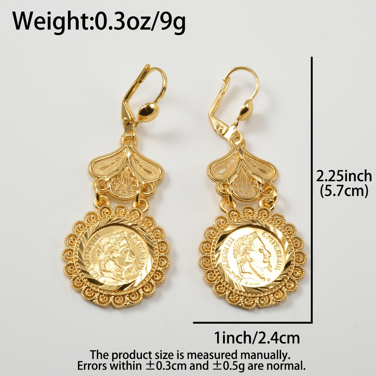 18k Vintage Coin Earrings