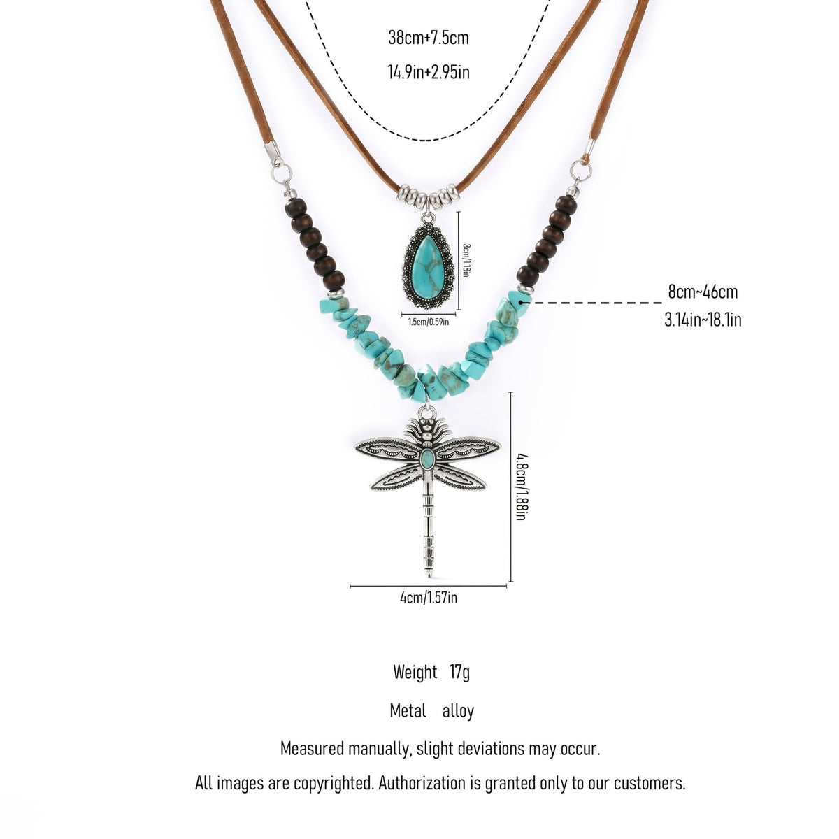 Vintage Boho Dragonfly Turquoise Necklace Set