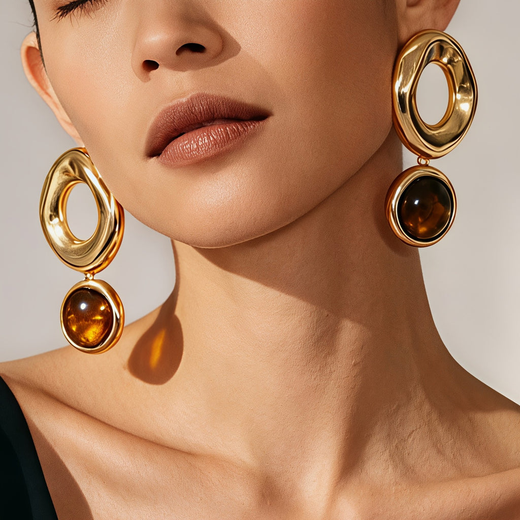 18k Vintage Geometric Drop Earrings