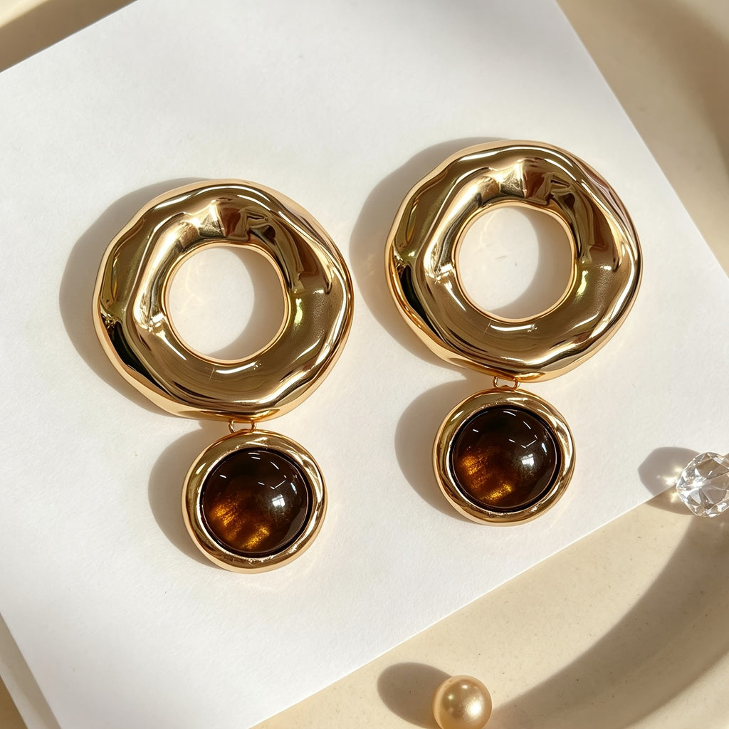 18k Vintage Geometric Drop Earrings