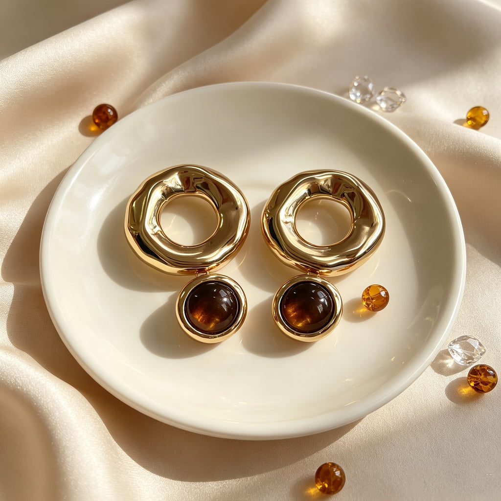 18k Vintage Geometric Drop Earrings
