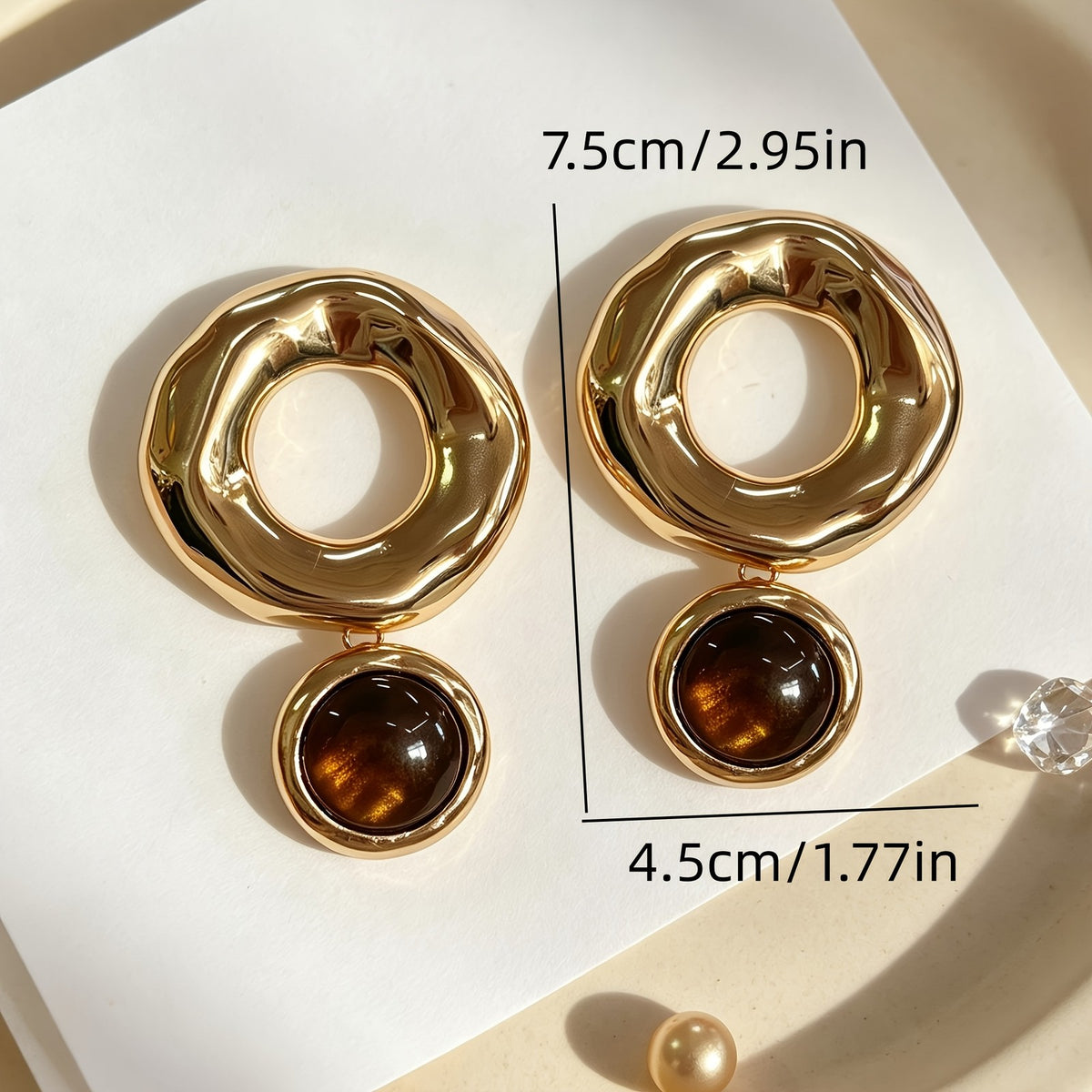 18k Vintage Geometric Drop Earrings