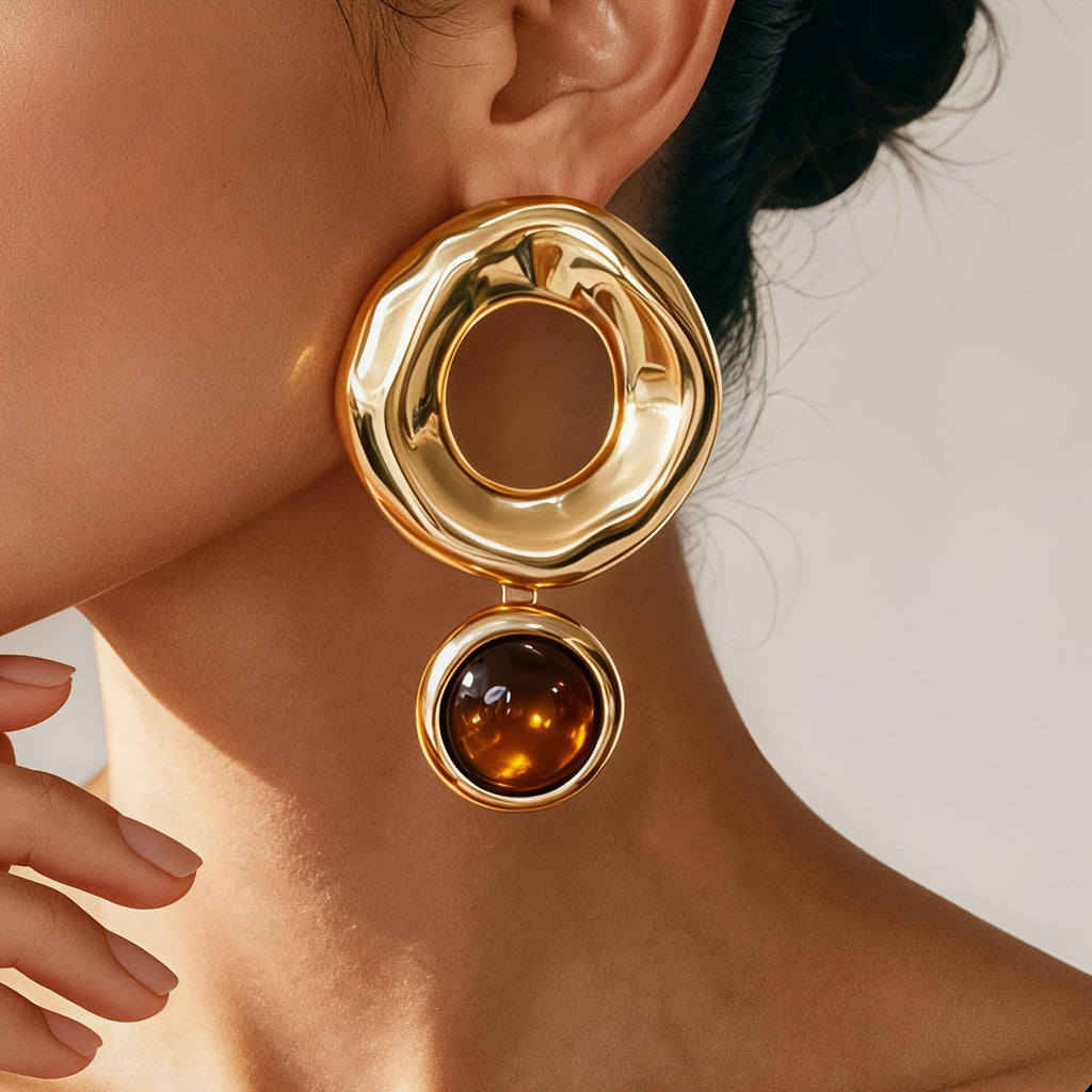 18k Vintage Geometric Drop Earrings