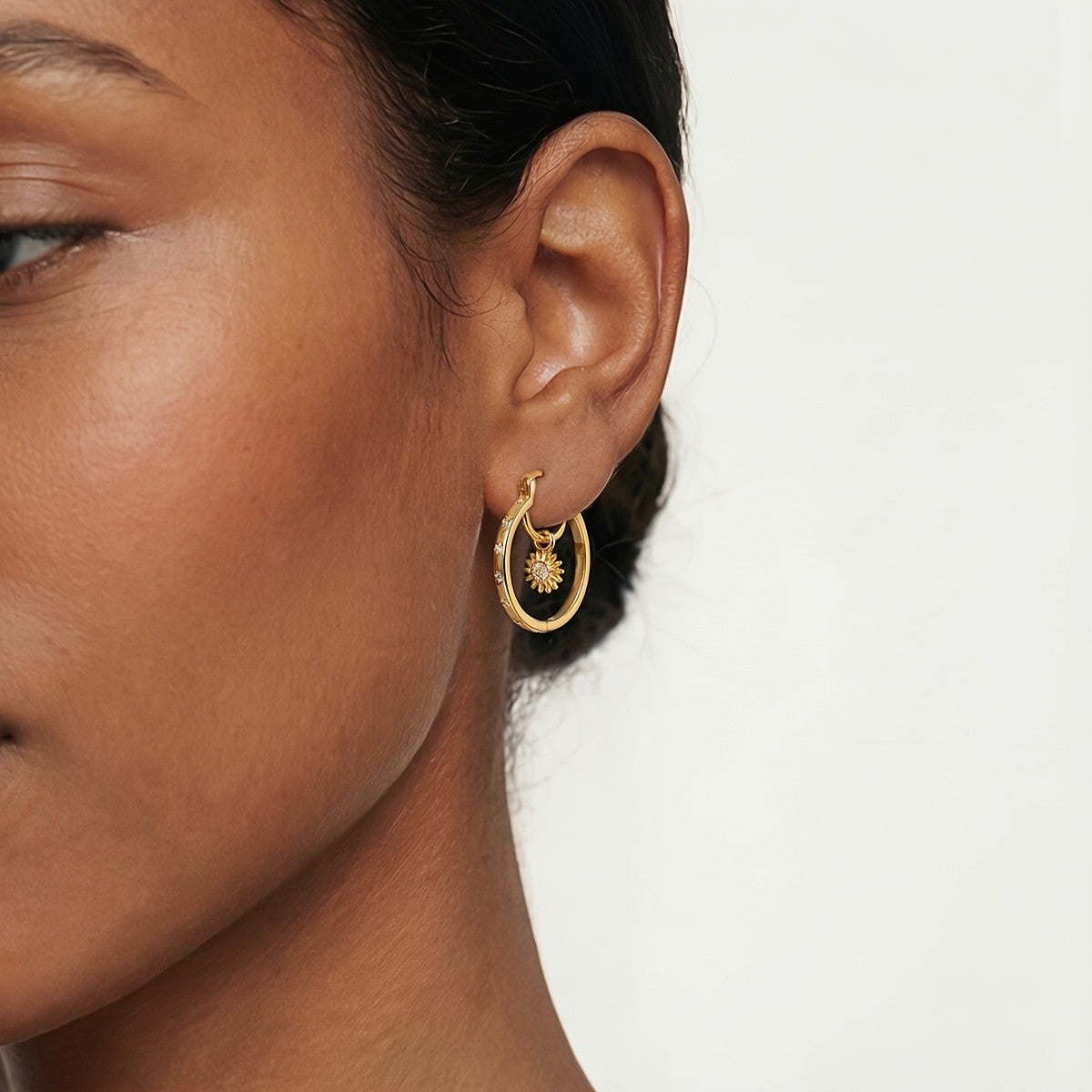 18k Vintage Sun Moon Hoop Earrings