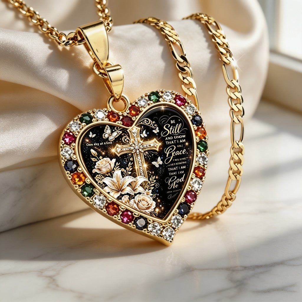 18k Vintage Floral Cross Necklace