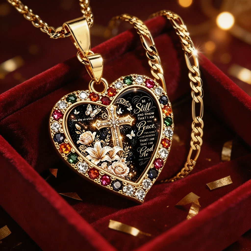 18k Vintage Floral Cross Necklace