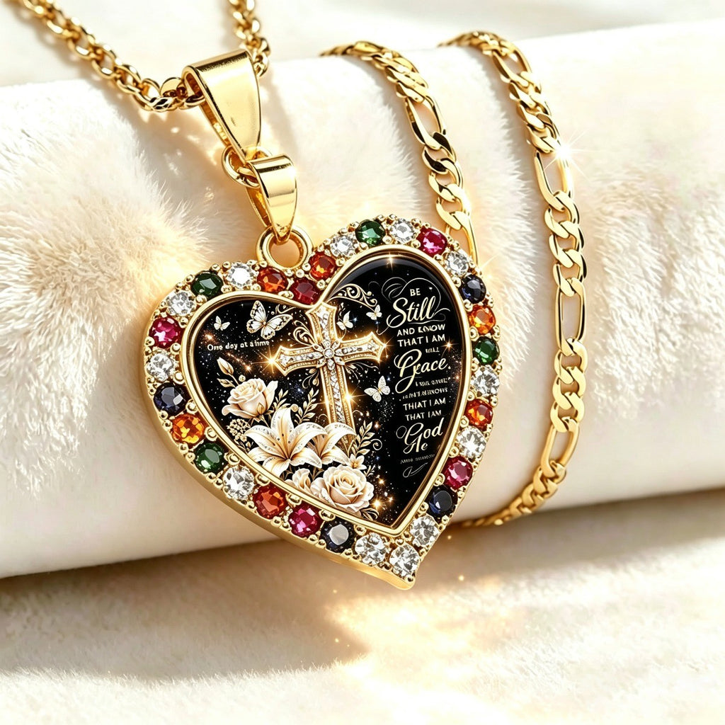 18k Vintage Floral Cross Necklace