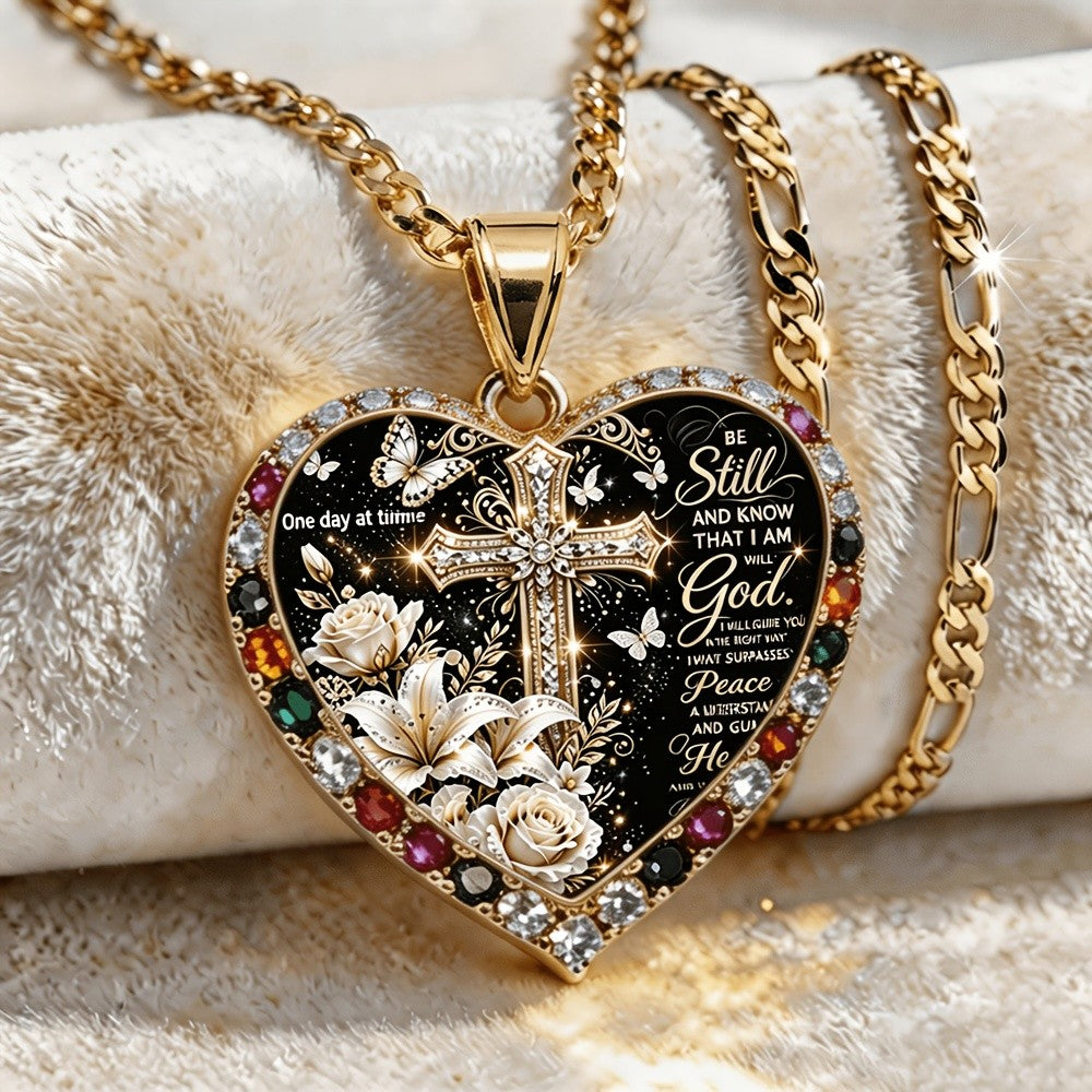 18k Vintage Floral Cross Necklace