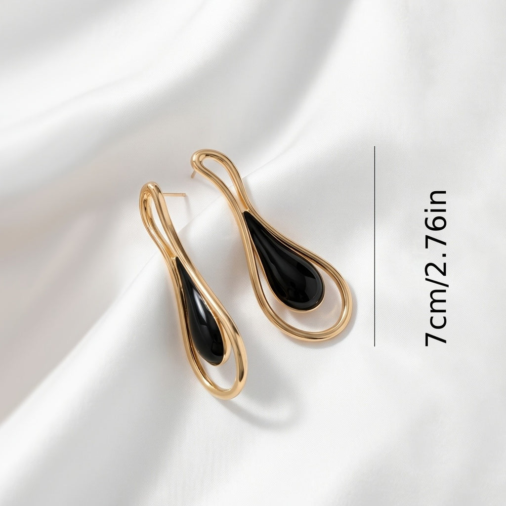 18k Elegant Green Teardrop Earrings