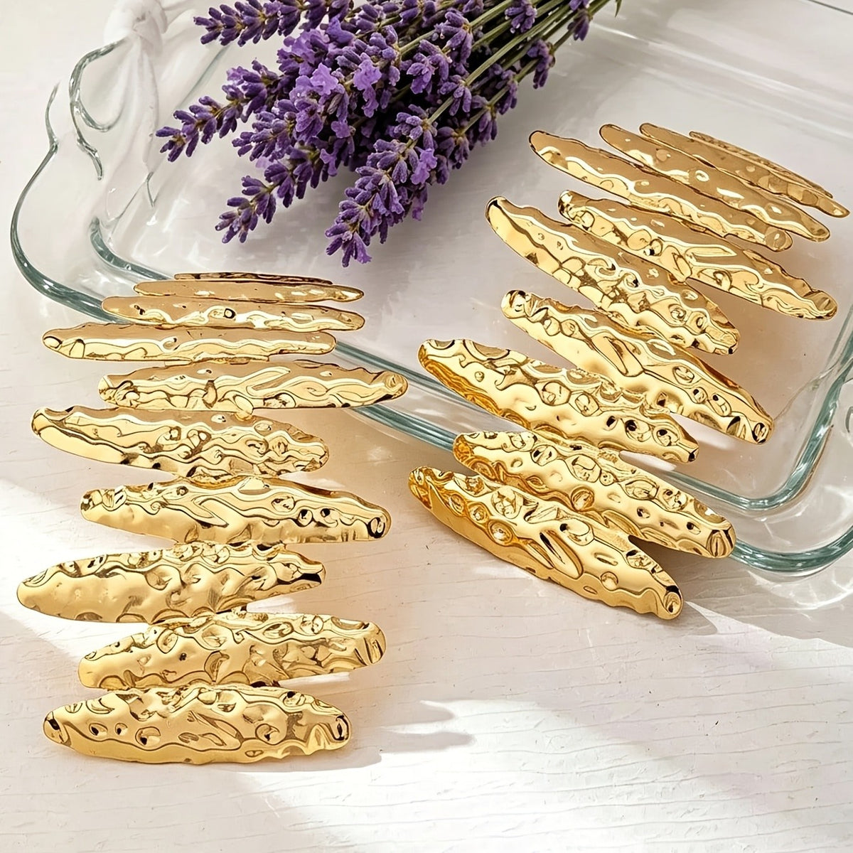 18k Vintage Textured Stack Earrings