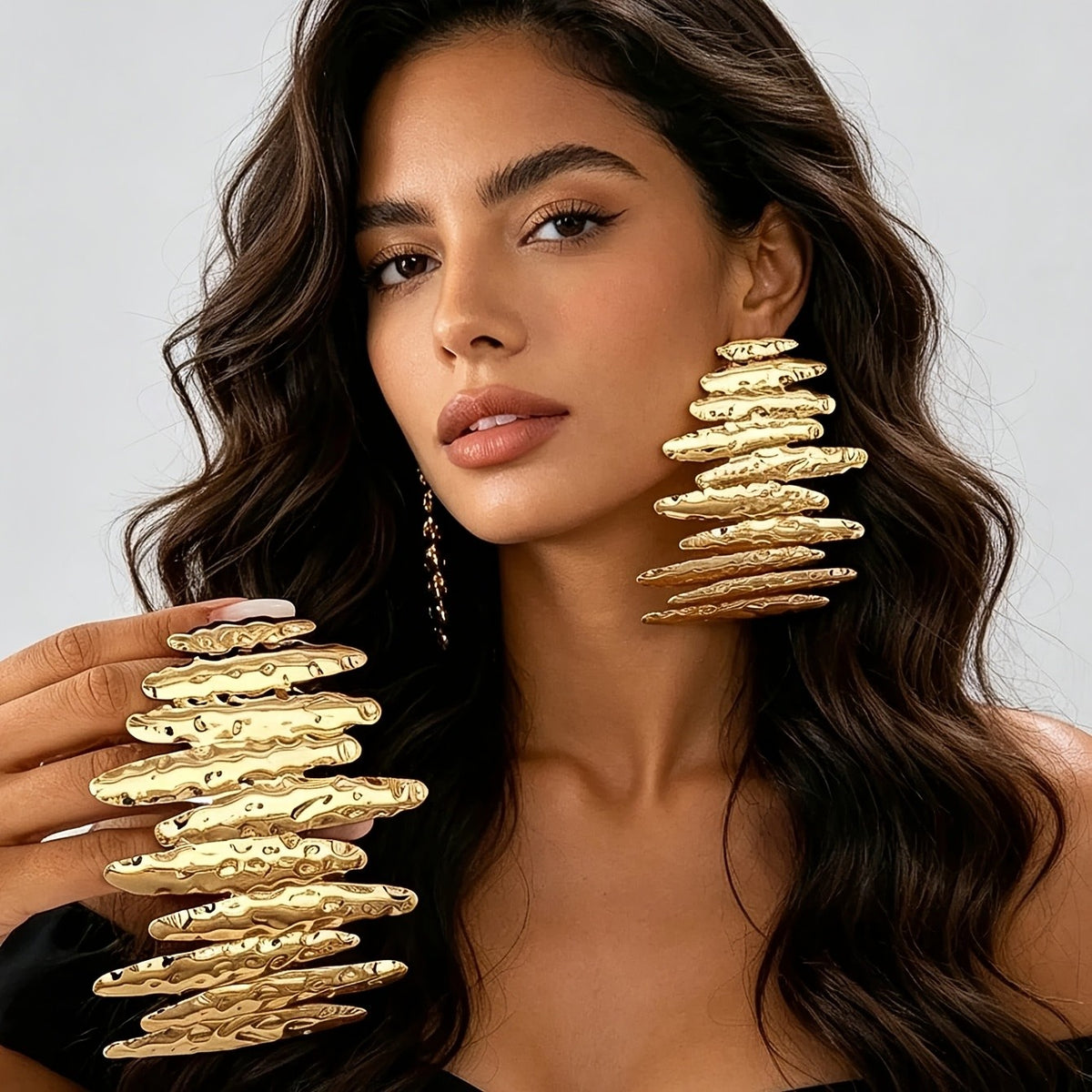 18k Vintage Textured Stack Earrings