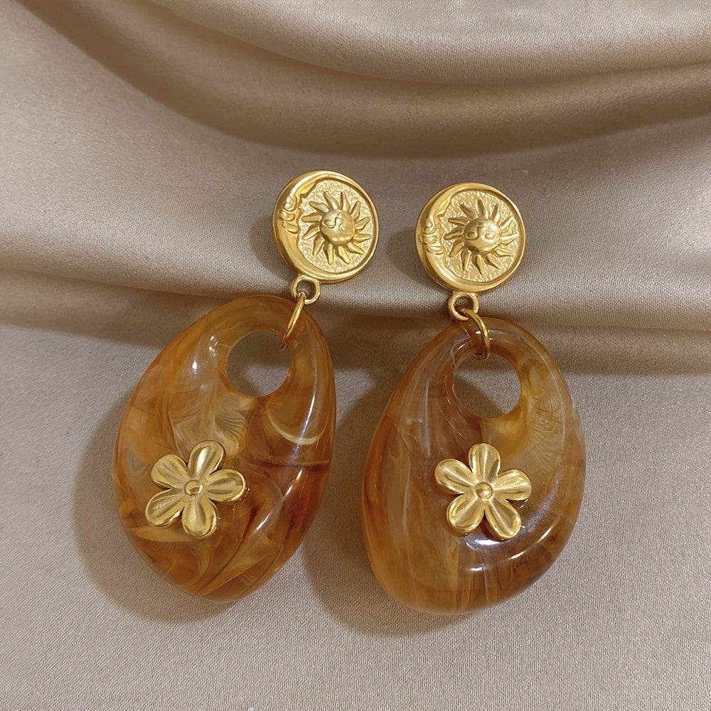 18k Vintage Amber Drop Earrings