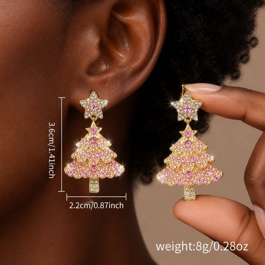 Elegant Christmas Tree Drop Earrings